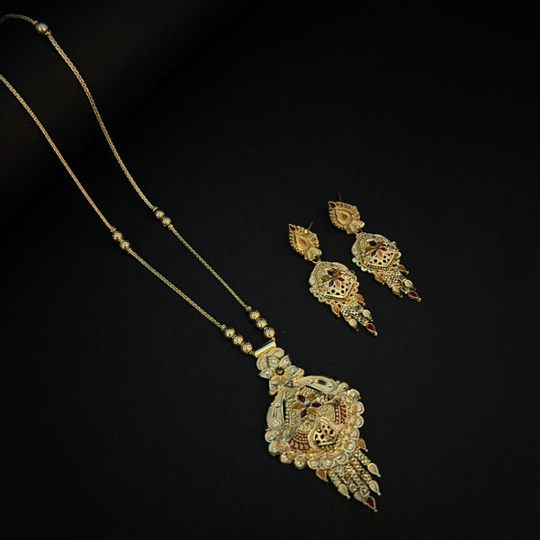 Traditional Gold Plated Kanthi Necklace Set with Earrings