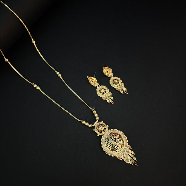 Traditional Gold Plated Kanthi Necklace Set with Earrings