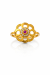 Classic Floral Kundan Gold Plated Ring