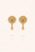Traditional Jaali Gold-Tone Earrings with Ruby Drop