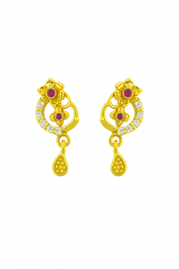 Bow & Heart Gold-Tone Drop Earrings