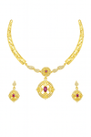 Royal Peacock-Inspired Gold-Tone Designer Necklace Set