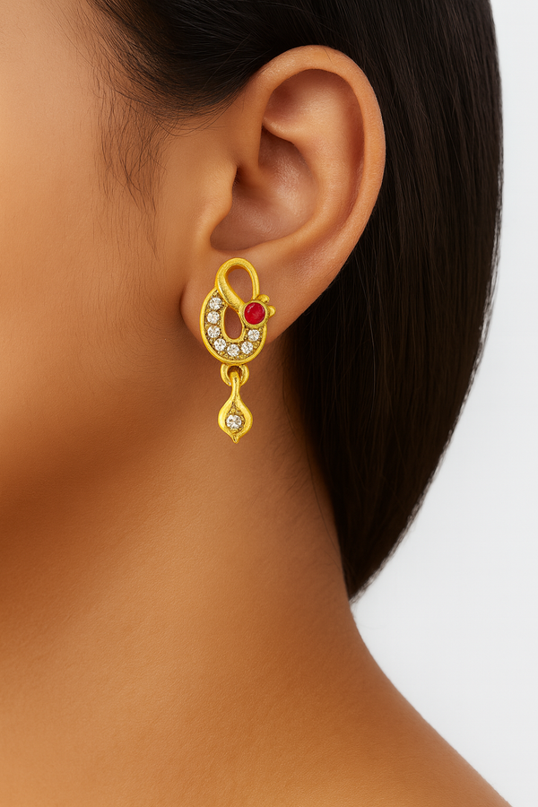 Elegant Oval Gold-Tone Drop Earrings