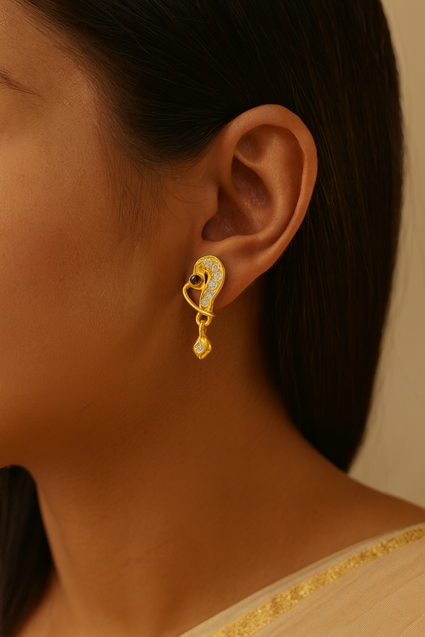 Heart-Shaped Gold-Tone Drop Earrings