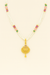 Traditional Pearl Beads Lotus Pendant Necklace