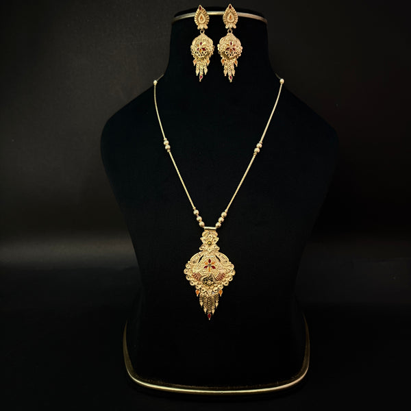 Traditional Gold Plated Kanthi Necklace Set with Earrings