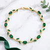 Swarnika Emerald Green Tulip Bracelet | 18K Gold Plated Minimalist Everyday Wear | Anti-Tarnish