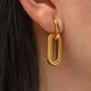 Chunky Gold Textured Oval Link Earring
