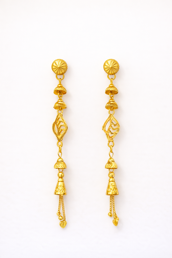 Traditional Gold Plated Long Drop Earrings