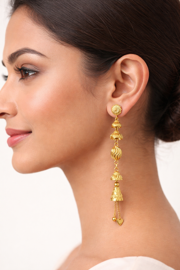 Classic Gold Plated Long Drop Earrings