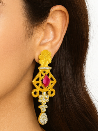 Royal Floral Gold-Tone Designer Necklace Set