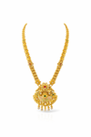 Rajwadi Gold Finish Necklace Set with Red, Green & Kundan Work (6 Months Polish Warranty)