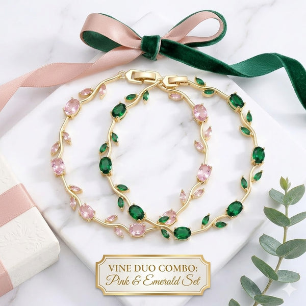 Swarnika Twin Tulip Combo (Pink & Green) | 18K Gold Plated Anti-Tarnish Bracelets | Perfect Gift Set