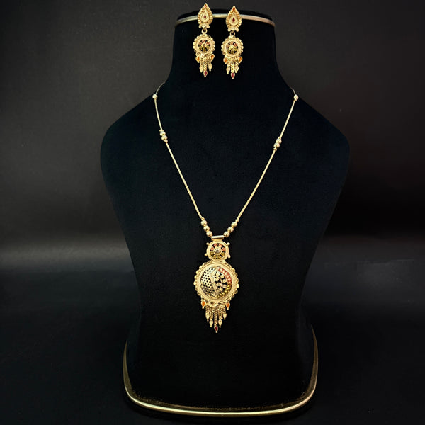 Traditional Gold Plated Kanthi Necklace Set with Earrings