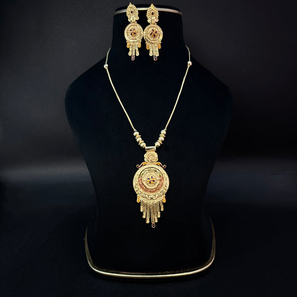Traditional Gold Plated Kanthi Necklace Set with Earrings