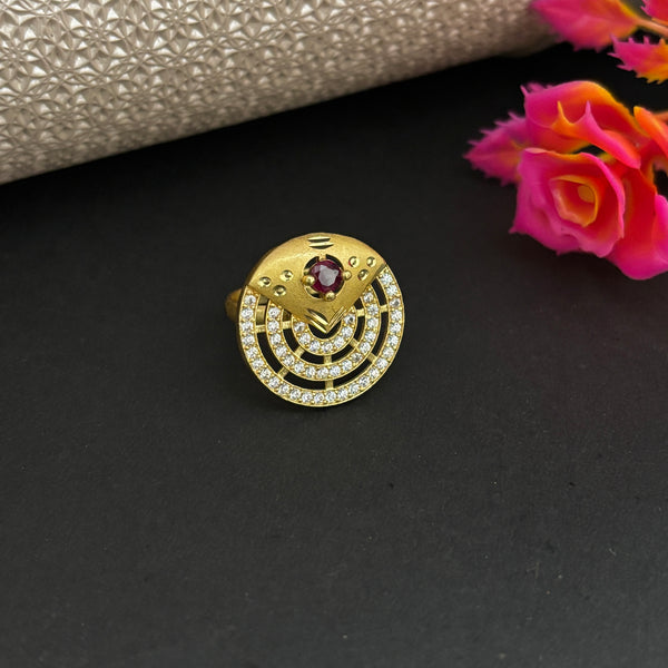 Aurora Ruby Layered Gold-Plated Designer Ring