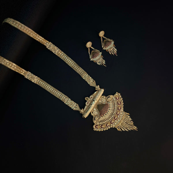 Traditional Gold Plated Necklace Set with Earrings