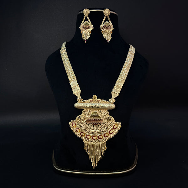 Traditional Gold Plated Necklace Set with Earrings