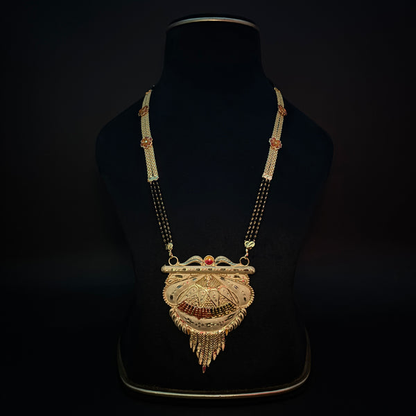 Traditional Gold Plated Mangalsutra with Floral Panels