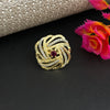 Regal Swirl Ruby Gold-Plated Statement Ring