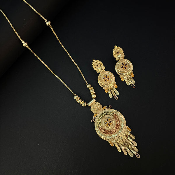 Traditional Gold Plated Kanthi Necklace Set with Earrings