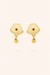Traditional Jaali Fan-Shape Gold-Tone Earrings with Ruby Drop
