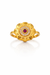 Classic Floral Gold Plated Ruby Stone Ring