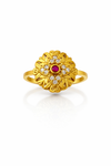 Heritage Floral Kundan Gold Plated Ring