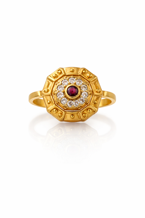 Royal Octa Kundan Gold Plated Ring