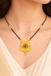 Traditional Jaali Gold-Tone Mangalsutra with Ruby Stone