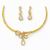 Elegant Gold-Tone Bow & Teardrop Necklace Set
