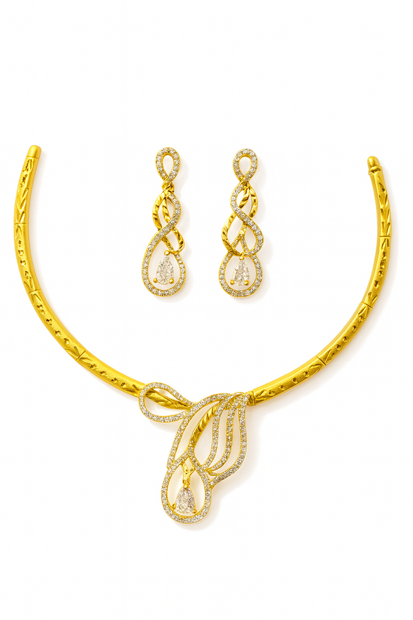 Elegant Infinity Loop Gold-Tone Necklace Set