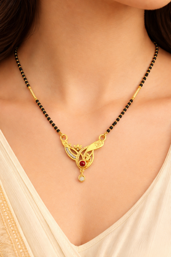 Classic Gold-Tone Mangalsutra with Designer Pendant