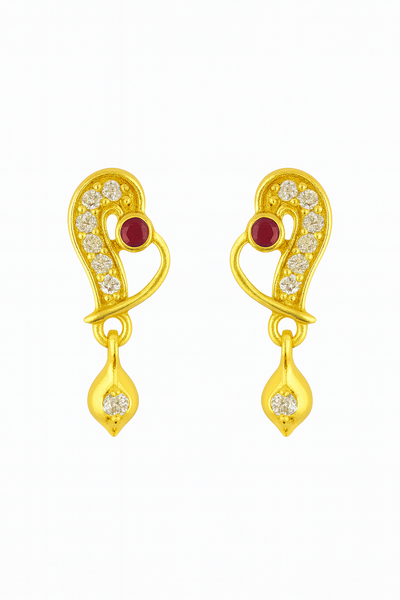 Heart-Shaped Gold-Tone Drop Earrings