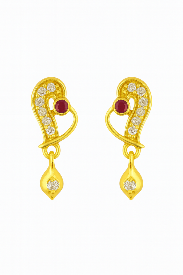Heart-Shaped Gold-Tone Drop Earrings