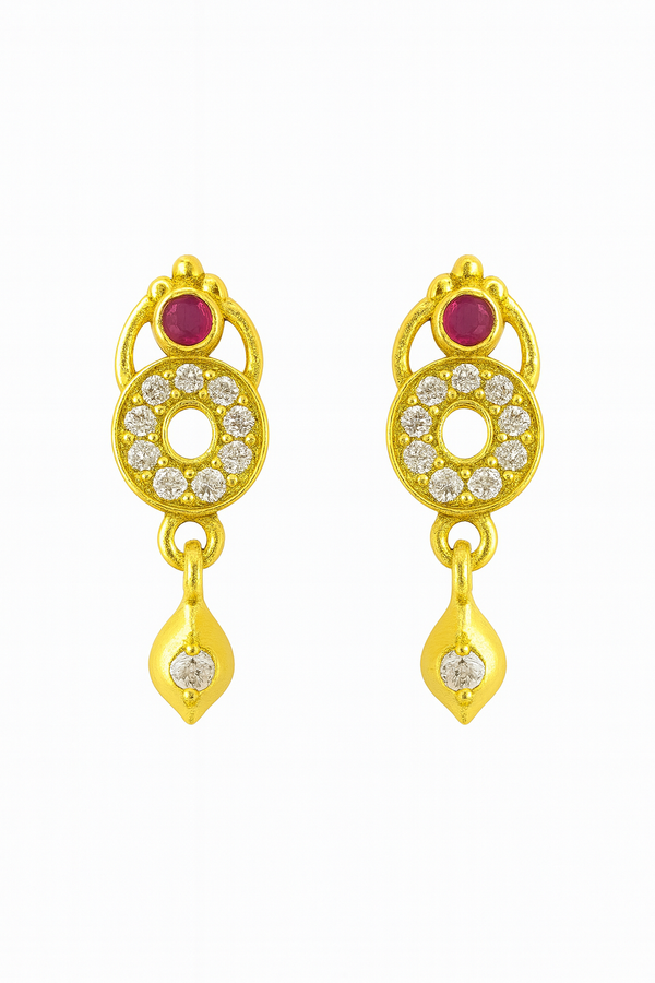 Traditional Gold-Tone Circular Drop Earrings