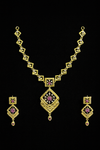Royal Geometric Gold-Tone Designer Necklace Set
