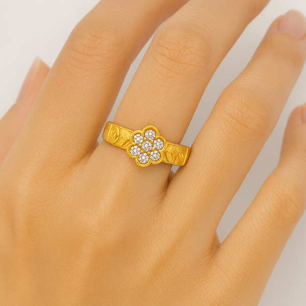 Floral Gold-Tone Ring for Women