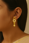 Traditional Gold-Tone Circular Drop Earrings