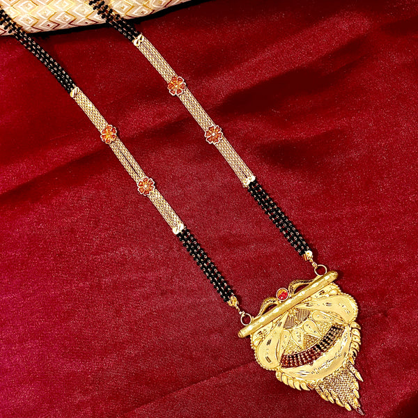 Traditional Gold Plated Mangalsutra with Floral Panels