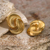 Gold-Toned Spiral Ribbed Stud Earrings
