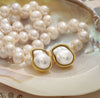 Baroque Pearl Stud Earrings with Gold-Toned