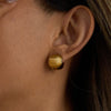 Gold-Toned Ribbed Statement Stud Earrings