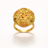 Jodha Ring – Royal Gold Finish Floral Ring with Red Stones