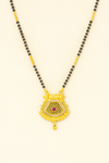 Traditional Jaali Gold-Tone Mangalsutra with Ruby Stone