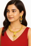 Royal Floral Gold-Tone Designer Necklace Set