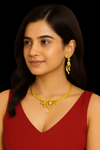 Elegant Feather-Inspired Gold-Tone Necklace Set