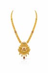 Royal Rajwadi Gold Finish Necklace with Antique Carving & Stone Work (6 Months Polish Warranty)